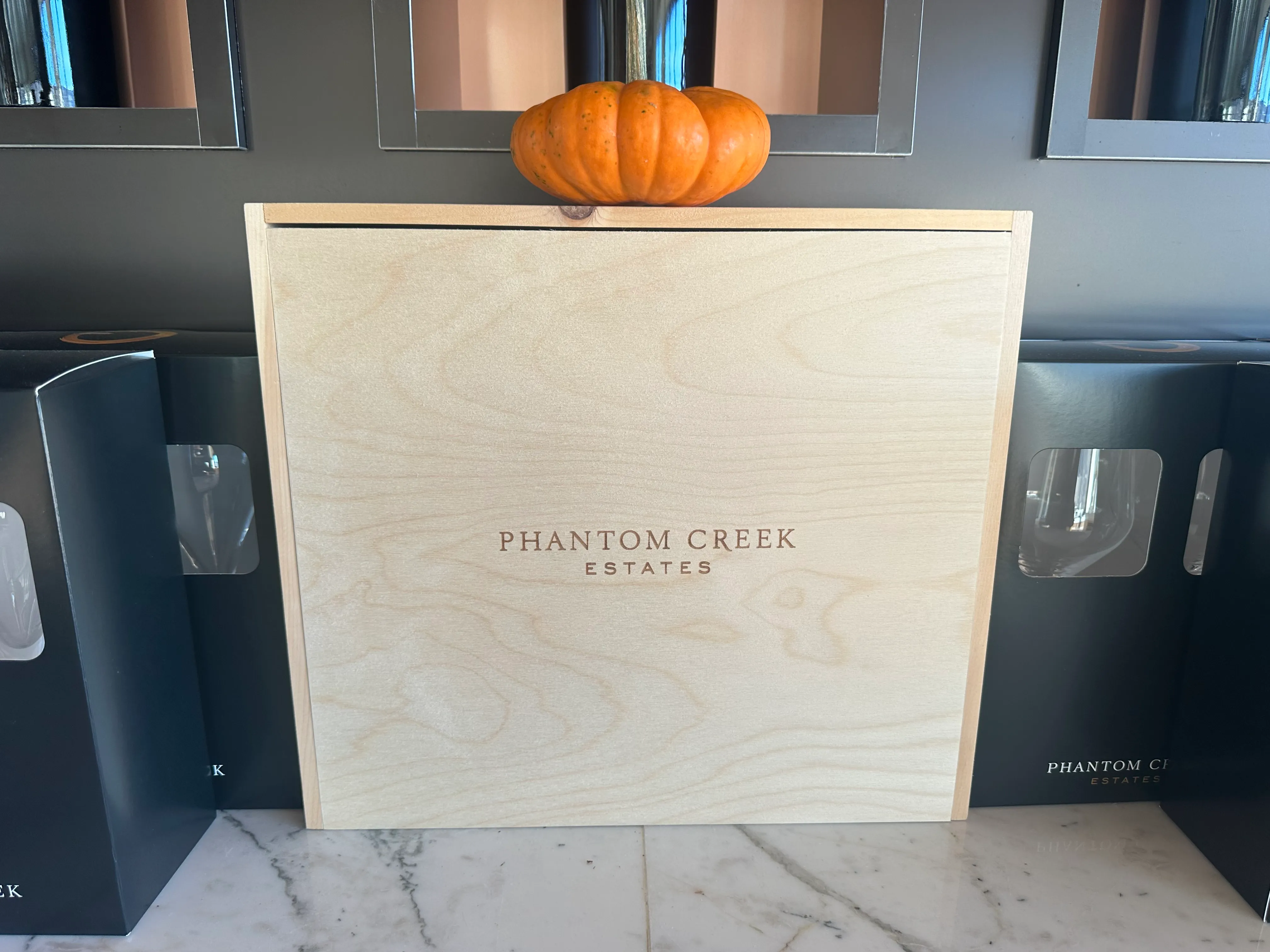 Logo'd Three Bottle Wooden Box